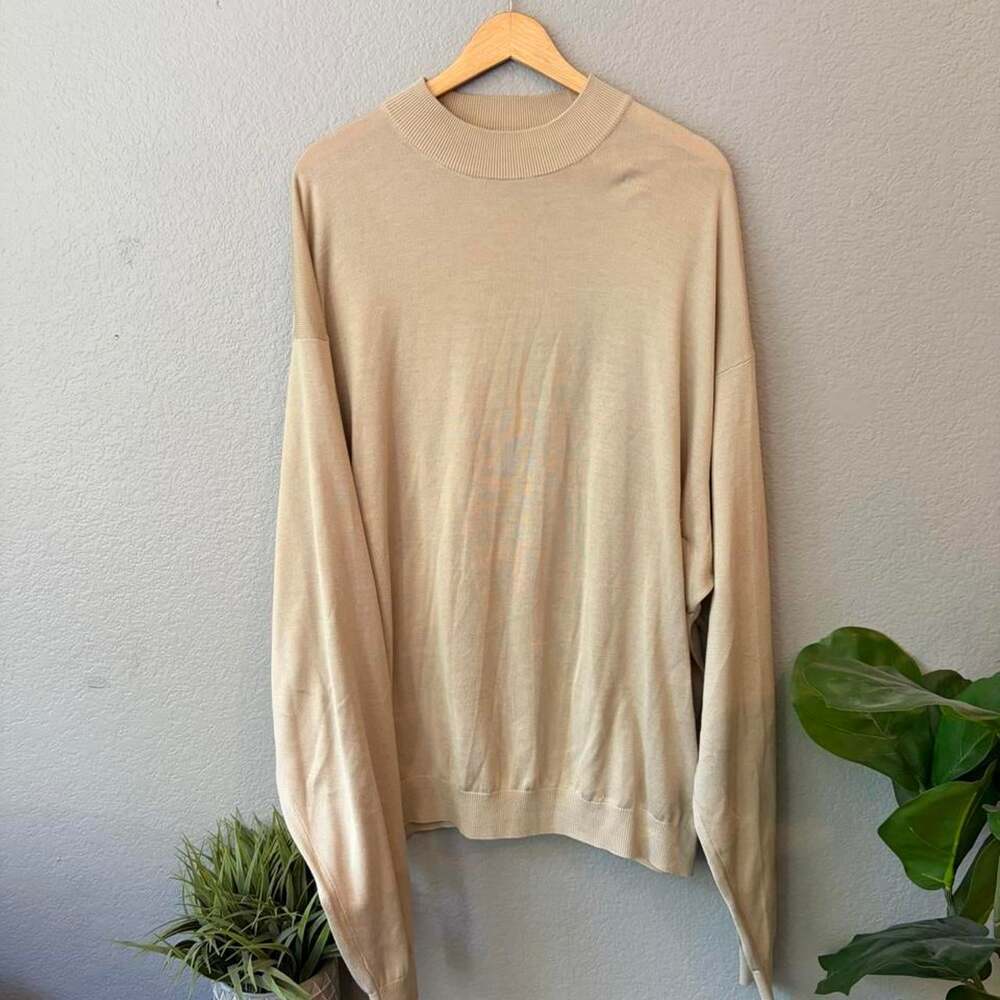 Pronto Uomo Men's Cream and Tan Jumper